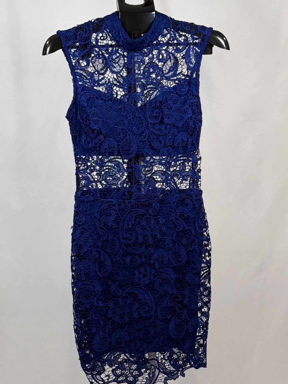 Royal Blue Lace Cocktail Dress Womens 7/8 Elegant Sheath Formal Wedding Guest